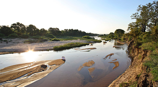 River view in the Big 5 Sabi Sand Private Game Reserve located in South Africa