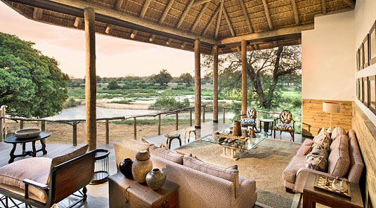 Deck view from Dulini River Lodge located in the Big 5 Sabi Sand Private Game Reserve, South Africa