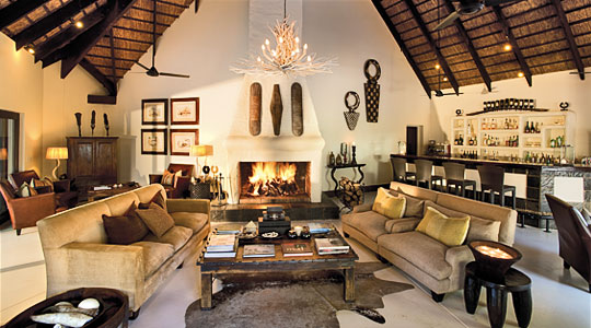 Main Lodge Bar and Lounge area at Lion Sands River Lodge located in the Sabi Sand Private Game Reserve, South Africa