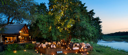 Breath-taking wooden viewing deck overlooking the Sabie River at Lion Sands Tinga Lodge in the Sabi Sand Private Game Reserve