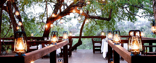 Tree Camp Main Lodge Spectacular game viewing dining deck Londolozi Private Game Reserve Sabi Sand Private Game Reserve Accommodation Booking