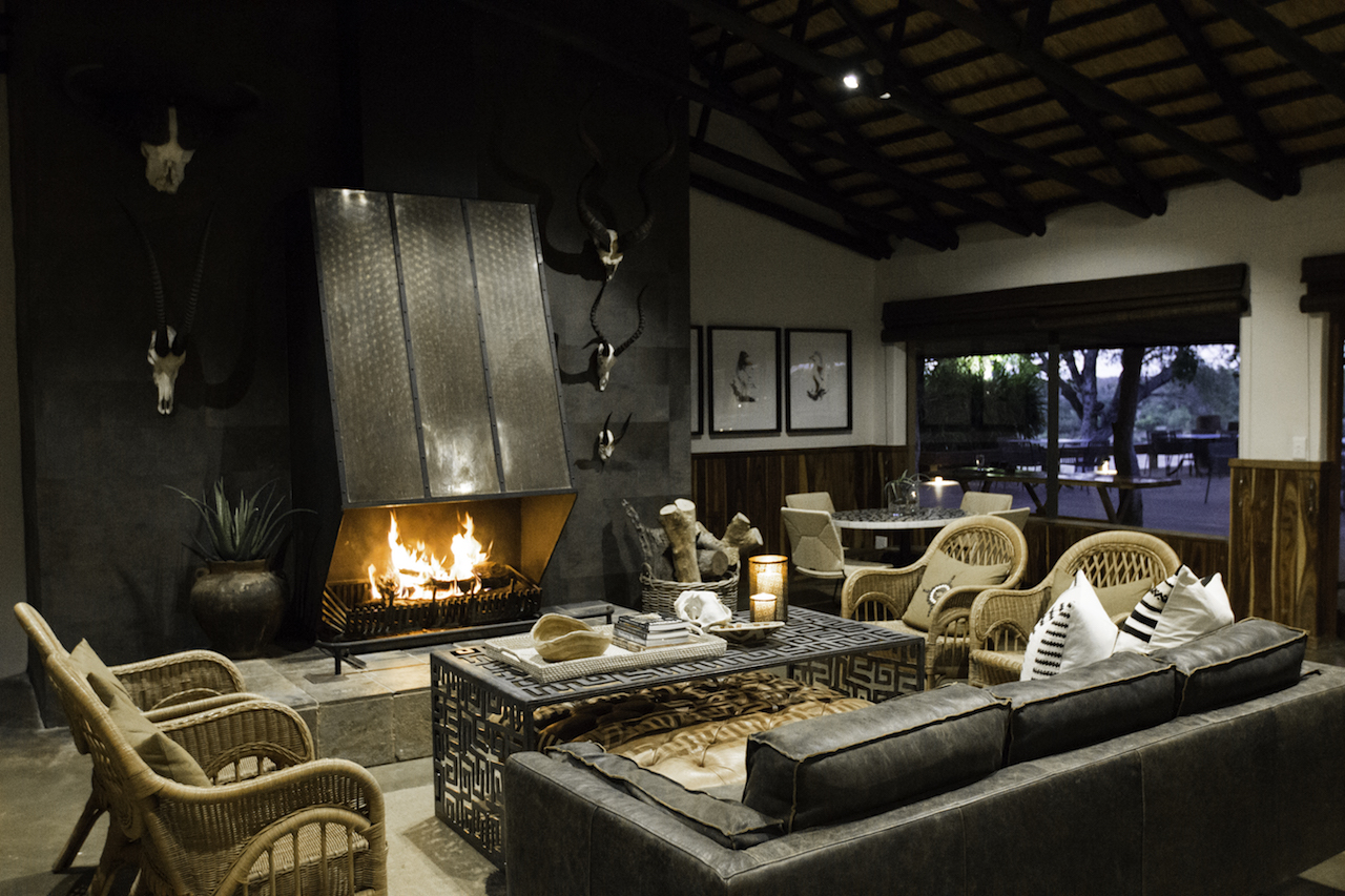 Main Camp Lounge Fireplace Mala Mala Main Camp Mala Mala Private Game Reserve Sabi Sand Private Game Reserve Accommodation Booking