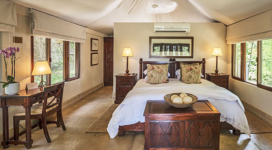 Inside the Luxury Tented Suite at Savanna Private Game Reserve in the Sabi Sand Private Game Reserve