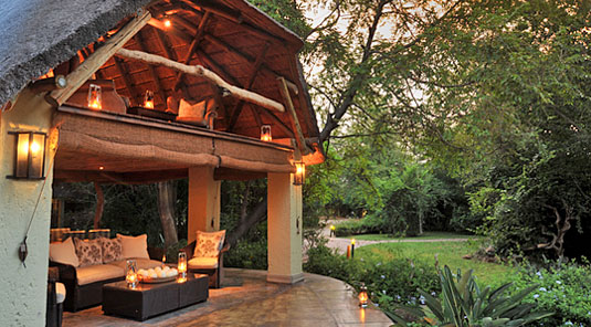 View of the Main Lodge and garden at Savanna Private Game Reserve in the Sabi Sand Private Game Reserve