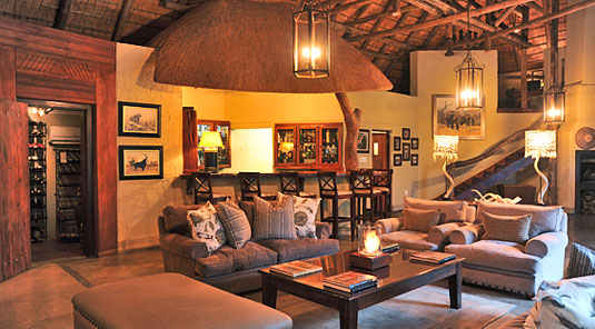 Main Lounge and Bar area at Savanna Private Game Reserve in the Sabi Sand Private Game Reserve