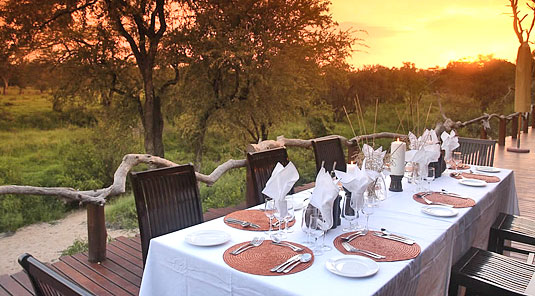 Simbambili Game Lodge Sabi Sands Main Lodge Deck Dining Luxury Accommodation Sabi Sands Reserve Accommodation bookings